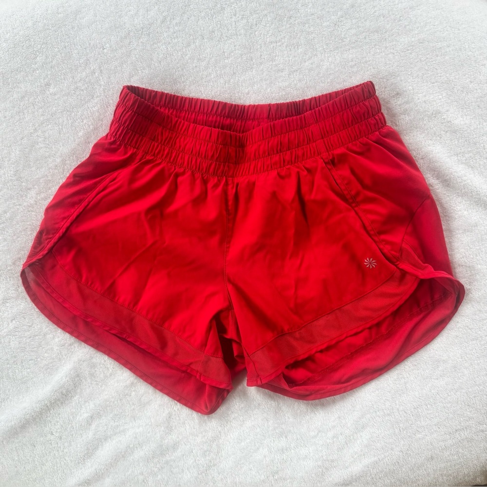 Red Athleta Mesh Racer Run Short 4 inch